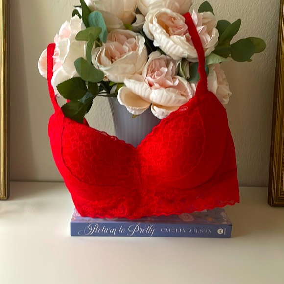 PINK by Victoria's Secret Red Lace Bralette S (D-DD) Red - Picture 1 of 8